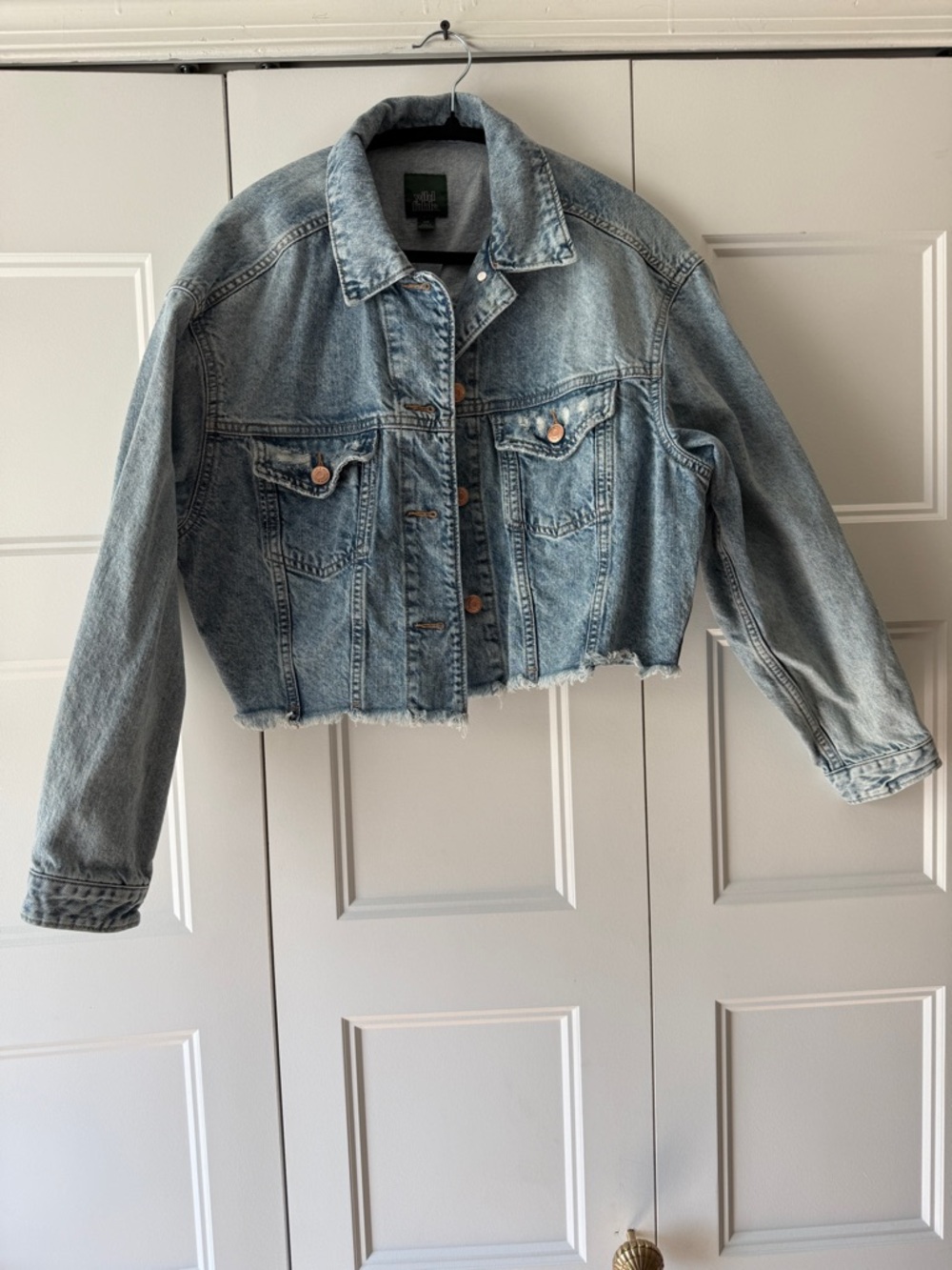 wild fable Light Wash Blue Cropped Denim Jacket - SZ XXS - Picture 2 of 10